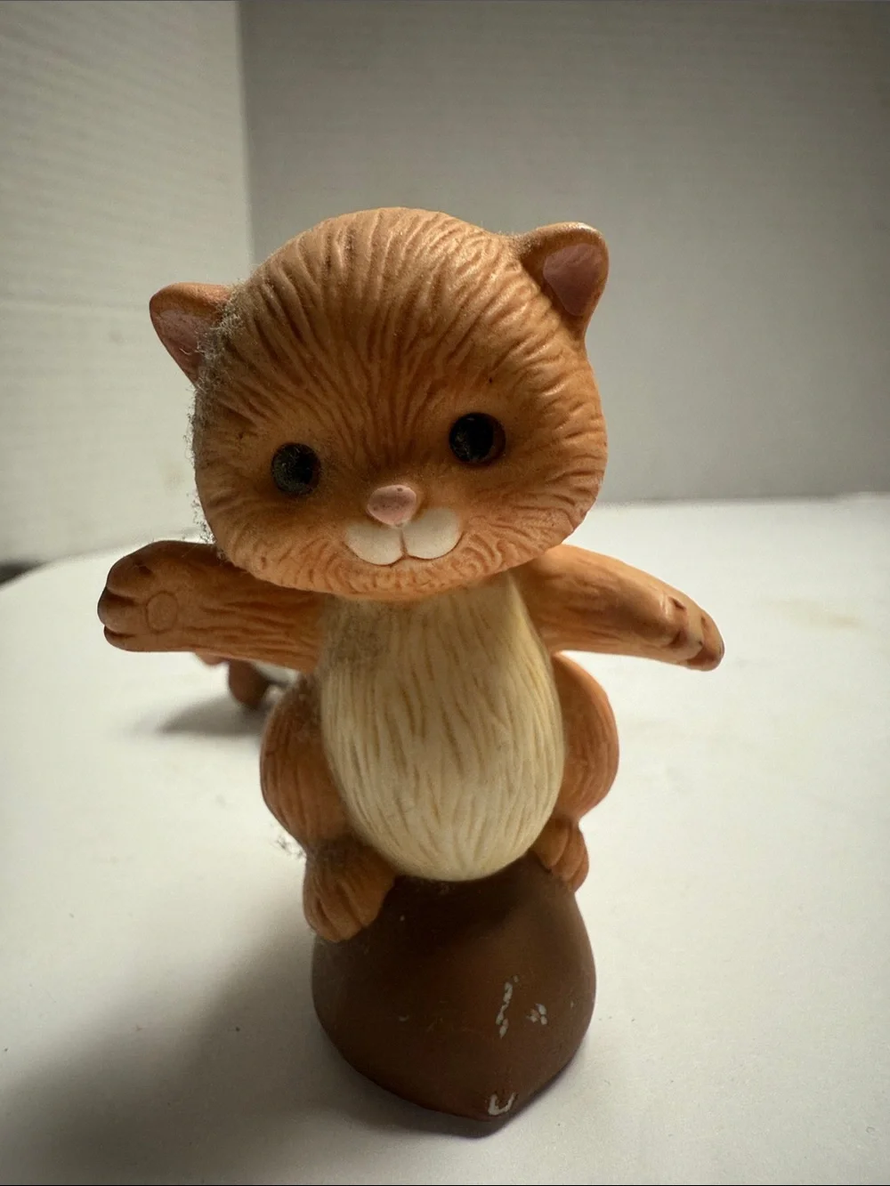 Set of 4 Small Ceramic Cat Figurines in Gray & Brown